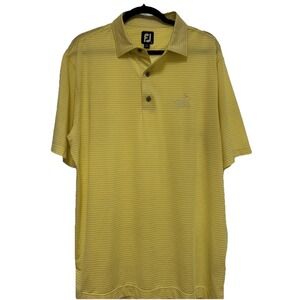 Footjoy Golf Polo Men's Size L Yellow Stripes Embroidered The Bog